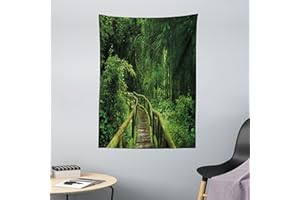ABAKUHAUS Jungle Tapisserie, Forêt Tropicale Thaïlande, Décoration Murale, 110 x 150 cm, Vert