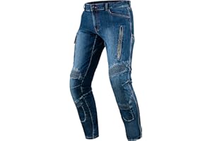 REBELHORN Vandal Jeans da Moto Uomo | Fodera in Fibra Aramidica | Protezioni per Ginocchia e Fianchi SAS-Tec | Tasca per Protezione del Coccige | 2 Canali di Ventilazione | Tapered Fit