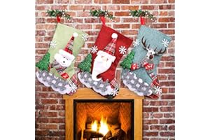 FUKPO Calcetines Navidad Chimenea, Calcetines Navideños para Colgar Personalizados Botas de Navidad Decoracion Hogar, Christmas Stockings Calcetin Navidad Personalizado Calcetín Papa Noel Adornos