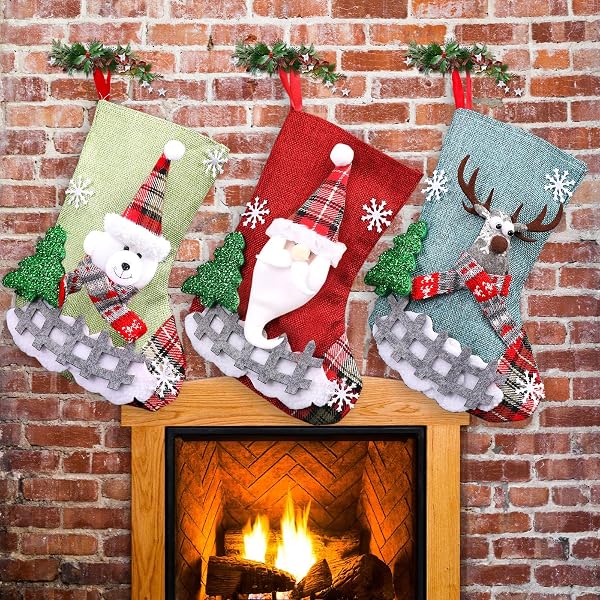Calze Di Natale Da Appendere (3 Pezzi) - Decorazione Camino O Albero, Personalizzabili, Perfette Per Regalini E Atmosfera Festosa