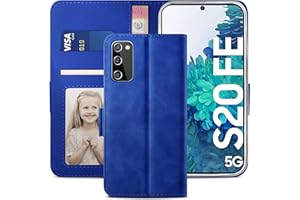YATWIN Etui do Samsung Galaxy S20 FE Fan Edition, Premium PU Leather Case Portfel, [Gniazda na karty] [Magnetyczne zapięcie] Etui z klapką do Samsung Galaxy S20 FE 4G / 5G, Surpique Blue