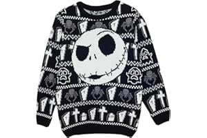 POPGEAR Disney The Nightmare Before Christmas Jack Face Knitted Jumper, Kids, 5-13 Years, Black, Official Merchandise