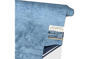 FONDLIFE Tessuto in microfibra autoadesivo per pozzetti, 150 x 40 cm, effetto pelle scamosciata, effetto pelle scamosciata, tessuto elasticizzato in velluto (azzurro)