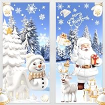 6 Feuilles D'Autocollants Fenêtre Noël Réutilisables - 219 Motifs Blancs, PVC Électrostatique, 20x30 Cm - Décoration Porte Verre, Vitre