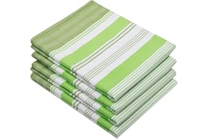 ZOLLNER 4 Strofinacci 100% Cotone, 50x70 cm, a Righe Verdi