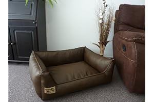 Hundebettenmanufaktur Hundebett Hundesofa Schlafplatz Kunstleder Similpelle 105 cm X 80 cm braun
