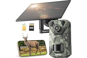 DEATTI 4G LTE Wildkamera mit Handyübertragung APP, 2.7K Solar Wildkamera mit SIM Karte, PIR Bewegungsmelder, Nachtsicht, 120 °Weitwinkel Wildtierkamera, IP66, 64GB SD Karte und 7800mAh Akku