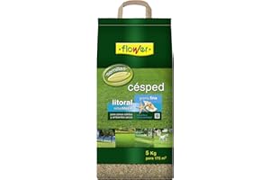 Flower - Semillas de Césped Litoral Grama Fina de 5 kg | Ideal para Zonas Cálidas y Ambientes Secos | Tolerante a la Salinidad | Para 175 m2, Semilla, 25x14.5x54 cm