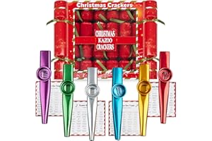 KreativeKraft Luxury Christmas Crackers, Pack of 6 Deluxe Xmas Crackers with Toys Jigsaw Puzzles or Kazoo, Fun Novelty Christmas & Party Table Gifts (Multi Kazoo)