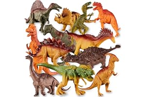 HERSITY Dinosaur Toys for Boys Age 3, 12 PCS Large Realistic Dinosaur Figure Set, 6-7 inch T-rex Triceratops Playset Animal Interactive Toys Gifts for Kids 4 5 6 7 Years Old
