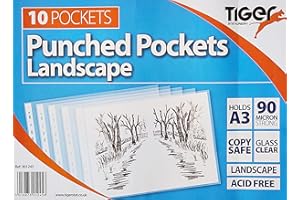 Tiger Stationery 301245 A3 Landscape Punched Pocket (Pack of 10)