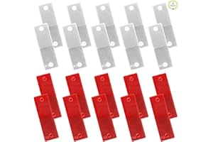 LKW Reflektoren, Haisheng 20 Stück Rechteckig Reflektor Reflektierendes Klebeband Auto Reflektor Anhänger Weiß Rot Rückstrahler Katzenaugen Seitenreflektoren Sicherheitswarnaufkleber (15 * 5cm)