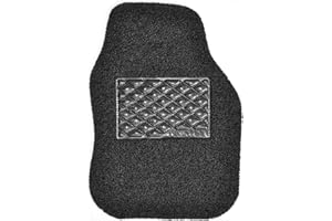 Nicoman Universal Car Floor Mat Spaghetti Coiled Non-Slip PVC Rubber Heavy Duty Waterproof Easy Clean - (Black, Driver Side, Small, 1 Piece)