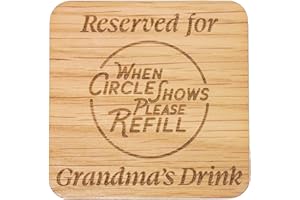 SHG AT HOME Reserved For Grandmas Drink Solid Oak Coaster. Gift for Nan. Great Birthday Present, Mothers Day Item for any occasion token. Great for New Grannys. 10cm x 10cm Drinks Mat (Grandma Oak Veneer)