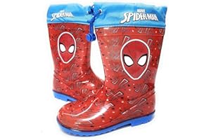Requeteguay Urban RU Stivali da Acqua Spiderman Marvel | Stivali da Acqua Marvel Spiderman per Bambini | Stivali da Acqua Spiderman con Suola Antiscivolo e Chiusura con Coulisse