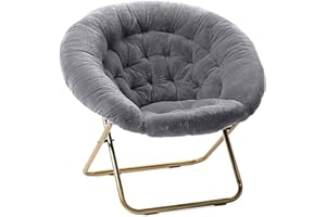 Milliard Accent Chair, Faux Fur Cozy Chair for Bedroom/X-Large (Grey Fur, Gold Metal)