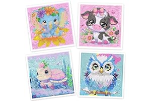 SenaiMy 4 pezzi Diamond Painting, Diamond Painting Bambino, Diamond Painting Kit Completo, Pittura Diamante Bambino, Ricamo Diamante, 5D Diy Diamante Diy Pittura per Decorazione Murale Croce Ricamo