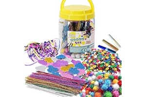 The Magic Toy Shop Kids Mega Craft Jar Set DIY Art Project Supplies Pom Poms Beads Paper Foam Glitter Hearts