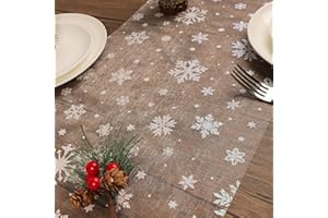 GEBETTER Camino de Mesa Navidad 28 cm x 9 m Copos de Nieve Blancos Organza Decoración Mesa Adorno Árbol Navideño Silla Puerta Manualidad Regalo Fiesta (Copos de Nieve Purpurinas Blancas)