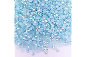 MajorCrafts 4000pcs 2mm ss6 Jelly AB Flat Back Round 14 Facets Resin Rhinestones Arts and Crafts Embellishment Gems (Baby Blue AB C68)