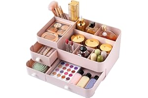 Laffair Organiser Storage: Elegant Makeup, Skincare, and Perfume Organiser for Dressing Table & Bathroom, Accessory Storage in Pink
