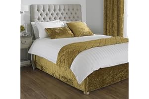 Riva Paoletti Verona Bed Wrap - Ochre Yellow - Velvet Feel - Crushed Velvet Look - Elasticated - 100% Polyester - King Size - 150 x 200 x 50cm (59" x 79" x 20" inches) - Designed in the UK