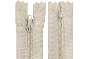 AERZETIX - C63465 - Lot de 10 Fermetures éclair à glissière spirale N°3 non séparable 40 cm en nylon - curseur autobloquant en métal - couleur beige clair - vêtement couture pantalon mercerie
