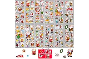 COLOFALLA 12 Pagine Adesivi Bambini 3D Natalizi Adesivi Decorativi Babbo Natale Adesivi Albero di Natale Autoadesivi Premio Bambini Regali Gratificanti Decorazioni Natalizie Scrapbooking Album Biglietti
