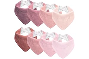 Kewlife gift Baberos Bebe de Muselina Para Bebé, Pañuelo Triángulo Para el Cuello Del Bebé, Baberos Ajustables Para Niños y Niñas - 6 Paquetes