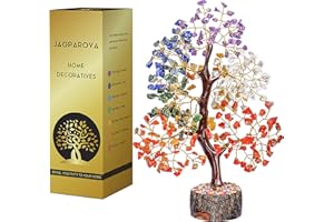 JAGPAROVA 7 Chakra Gemstone Money Tree- Reiki Chakras Healing, Crystals and Gemstones Healing, Tree of Life Ornament, Tree of Life Gifts, Crystal Gifts for Women, Crystal Tree for Reiki Energy