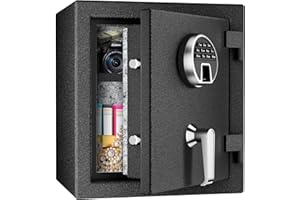 WASJOYE Biometrischer Feuerfester Tresor, Fingerabdruck Möbeltresore mit Digitale Tastatur und Typ-C-Aufladung, Safe Wasserdicht für Dokumente & Bargeld, Tresor für Zuhause, Hotel, Büro, 28L