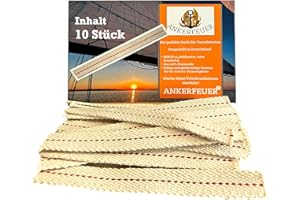 ANKERFEUER Lot de 10 mèches de 12 cm en 100 % coton - Fil rouge - 12,5 mm de large - Compatible avec les lanternes tempête Feuerhand 276 et autres lanternes à pétrole - Mèche plate durable et sûre