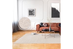 ‎PACO HOME Paco Home Teppich Wohnzimmer Schlafzimmer Kurzflor Waschbar Bis 30 Grad Einfarbiges Design Meliertes Muster Weich Moderne Deko, Grösse:160x220 cm, Farbe:Creme