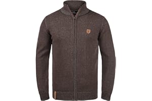 Indicode IDAndy Herren Strickjacke Cardigan Grobstrick Pullover mit Stehkragen und Reißverschluss