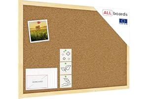 ALLboards Tableau en Liège avec Cadre en Bois 60x40cm, Tableau d'Affichage Liège, Tableau pour Épingles