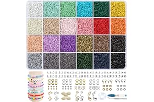 ARTREE 20000 Abalorios Para Hacer Pulseras,36 Colores 2mm Kit para Hacer Pulseras Cuentas de Crista, cuentas para pulseras, Cuentas de Letras, Amistad con 300 Letras, DIY Collares Manualidad Regalo Unisex
