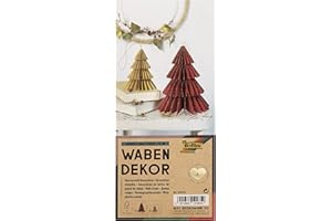 folia 49213 - decoración de Nido de Abeja Árboles de Navidad, Juego de 2 Colgantes Navideños, Altura Aprox. 20 y 13 Cm, decoración Navideña Plegable para El Interior