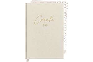 ‎KIND OF HAZEL KIND OF HAZEL® Terminplaner 2026 Organizer A5 Hardcover mit Goldfolienprägung & 2 Stickerbögen | Kalender Wochenplaner Monatsplaner Tagebuch Journal für Erwachsene Creme