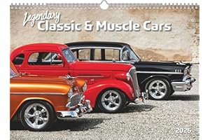 ‎TENEUES N Neumann - Legendary Classic & Muscle Cars 2026 – Wandkalender A3 (42x30 cm) mit 12 Monatsblättern, Spiralbindung & internationalem Kalendarium, Oldtimer- & Auto-Kalender für US-Muscle-Car-Fans