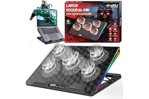 MIRU Base Raffreddamento PC Portatile, 2750 RPM. Supporto PC Portatile Con Ventole, 6 Altezze Regolabili, Per Laptop 12-17.3 Pollici, 2 porte USB. Laptop Cooler. (5 Ventilatori Multicolore)