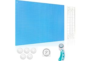 ARLOPU Juego de alfombrillas de corte A1, alfombrilla de corte autorreparable, cuadrícula de doble cara, incluye cortador giratorio, 5 hojas de repuesto y regla de costura, para cortes profesionales