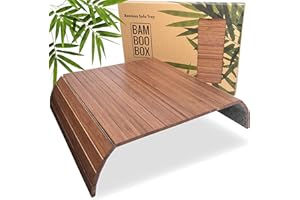 ‎BAM BOO BOX BAM BOO BOX Sofatablett aus Bambus - Couch Tablett flexibel - Sofatablett Armlehne - Sofa Tablett Holz - Sofa Tablett Armlehne - Armlehnen Tablett - Tablett für Sofa und Couch - Braun