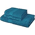Amazon Brand - Solimo 100% Cotton 3 Piece Towel Set, 500 GSM (Turquoise Blue)