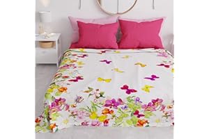PETTI Artigiani Italiani - Copriletto Matrimoniale Primavera Estate, Coperta Leggera Matrimoniale, Lenzuola Copriletto, Farfalle 100% Made in Italy
