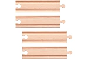 alles-meine.de GmbH Set: 16 Stück Holz - Schienen - gerade & lang - für Eisenbahn/Holzeisenbahn - 16 cm - passend für alle Schienen-Systeme & Straßen - z.B. Brio/Heros/Ei..