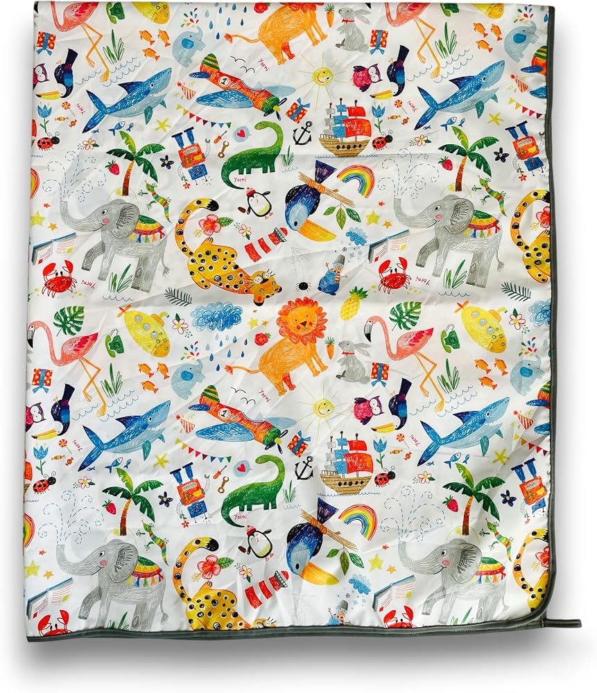 Yorni Jungle Çok Amaçlı Su Geçirmez Aktivite Yer Örtüsü (145x180 cm) | Tekrar kullanılabilir | Dayanıklı | İç ve dış mekân kullanımı | Canlı desenler