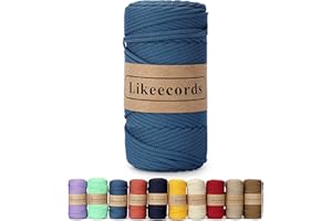 Likeecords Poliestere Corda 4mm x 130m,Cordino Per Borse Uncinetto,Polipropilene Macrame Corda intrecciata,Macramè Filo per Appendiabiti per Fiori, Home Decor （Blu Scuro）