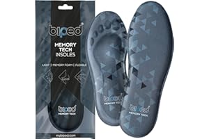 biped MEMORY TECH Plantillas de espuma viscoelástica – Plantillas suaves y premium para hombre y mujer – Para zapatos, zapatillas y botas – Para uso diario y deporte z2934(41-42)