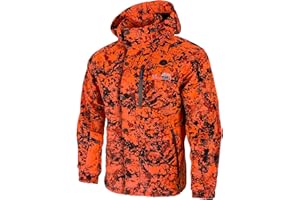 Full mundur Chaqueta de exterior, chaqueta de caza de camuflaje naranja, chaqueta cortavientos, impermeable, chaqueta funcional transpirable para hombre con capucha desmontable