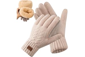 CAOZITOU Handschuhe Herren, WinterHandschuhe Damen Warme mit Fleecefutter, Alpaka Wollhandschuhen Touchscreen Thermo Thicken Stricthandschuhe
